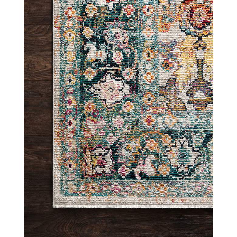 Silvia SIL-01 5&#39;x7&#39;6 inch Stone and Teal Rectangular Area Rug more views