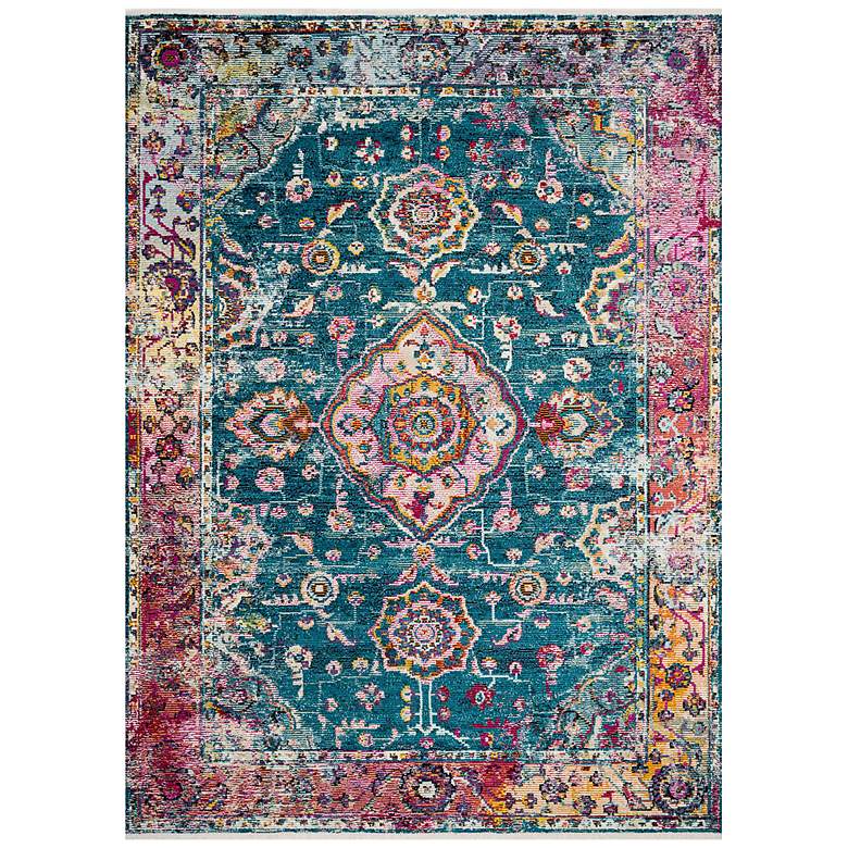 Silvia SIL-02 5&#39;x7&#39;6 inch Teal and Berry Rectangular Area Rug