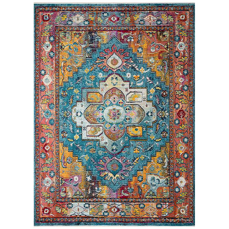 Silvia SIL-04 5&#39;x7&#39;6&quot; Blue and Fiesta Rectangular Area Rug