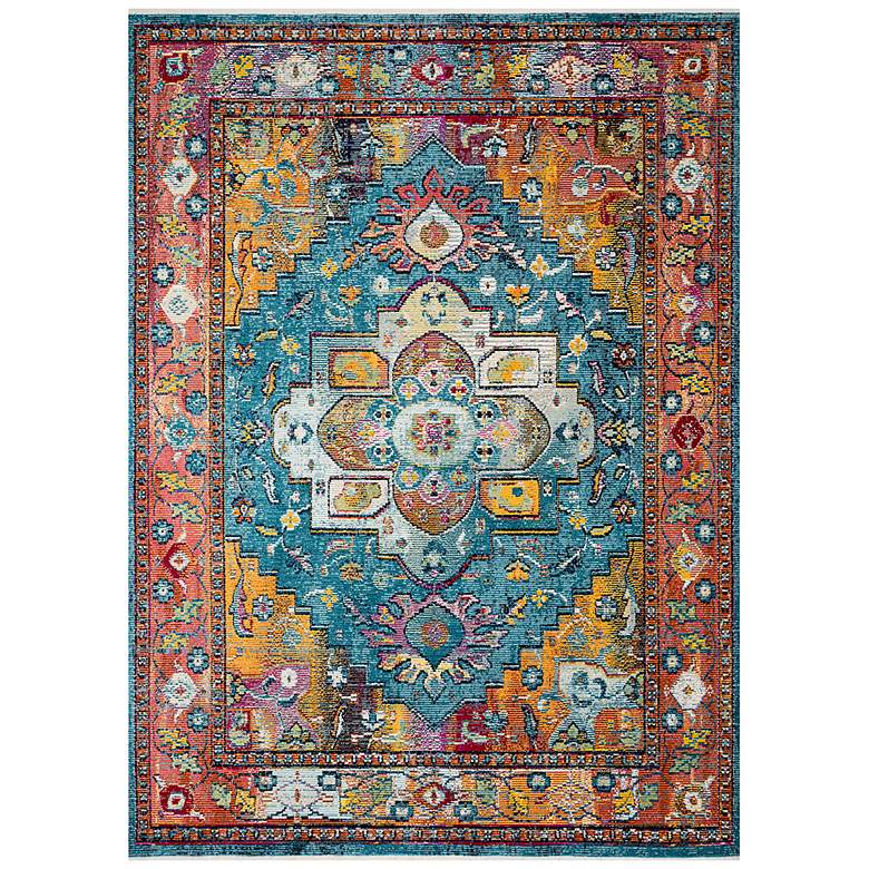 Image 1 Silvia SIL-04 5&#39;x7&#39;6 inch Blue and Fiesta Rectangular Area Rug