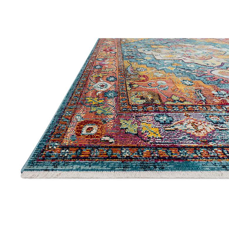 Image 2 Silvia SIL-04 5&#39;x7&#39;6 inch Blue and Fiesta Rectangular Area Rug more views