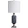 Silvio Silver and Etched Dark Gray Smoked Glass Table Lamp