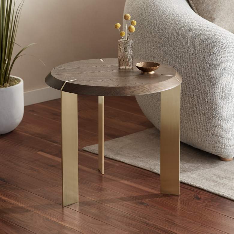 Image 1 Simmons 21 1/2" Wide Brown Wood Sleek Round End Table