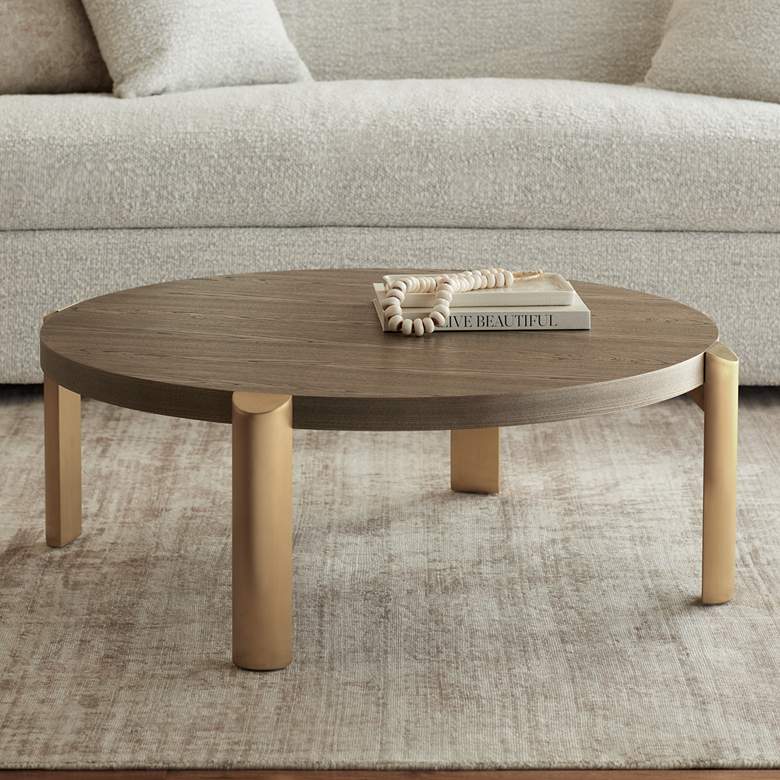 Image 2 Simmons 40 1/4" Wide Brown Wood Round Coffee Table