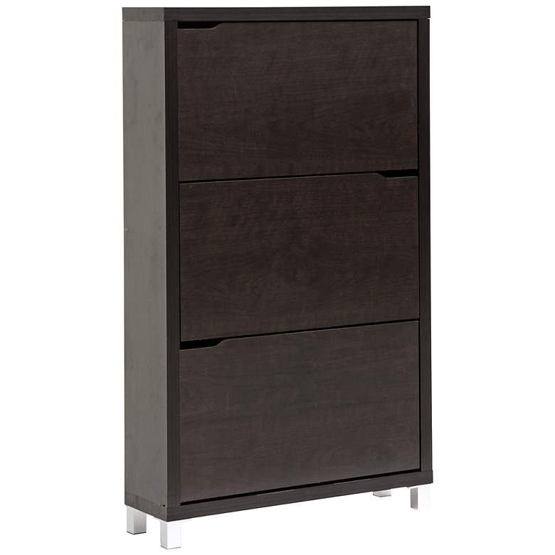 Image 1 Simms Dark Brown Three-Tier 52 3/4" High Modern Shoe Cabinet