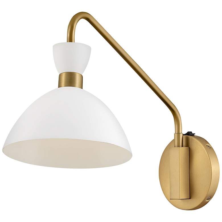Image 3 Simon 13 1/4" High Heritage Brass Plug-In Wall Sconce more views