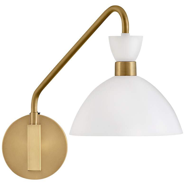 Image 4 Simon 13 1/4" High Heritage Brass Plug-In Wall Sconce more views