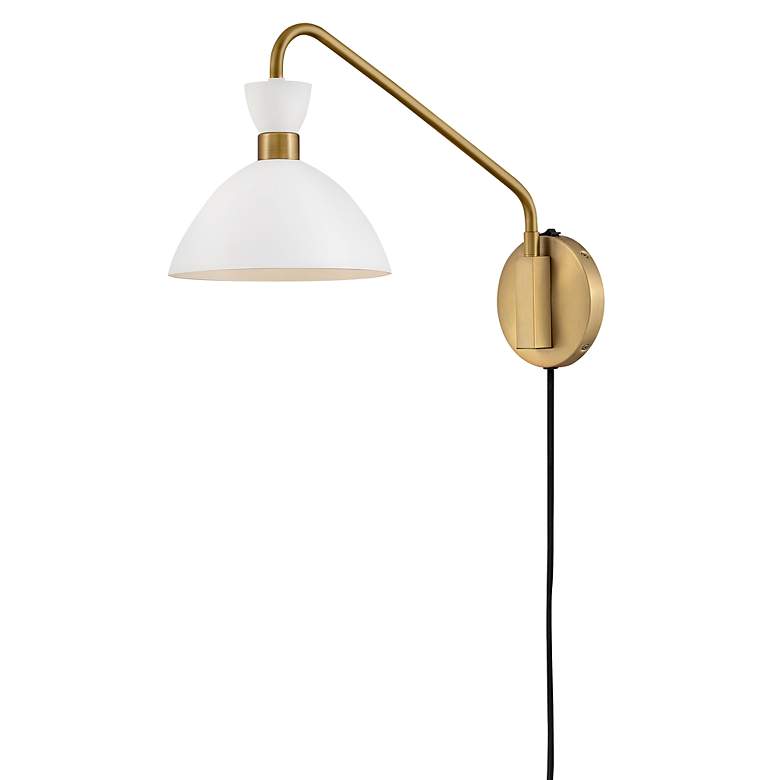 Image 5 Simon 13 1/4" High Heritage Brass Plug-In Wall Sconce more views