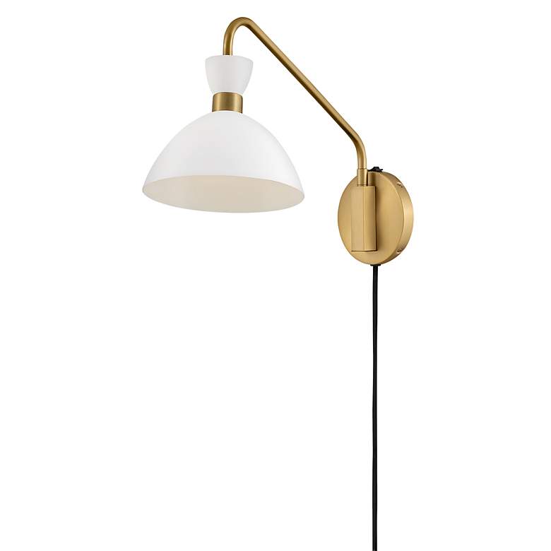 Image 6 Simon 13 1/4" High Heritage Brass Plug-In Wall Sconce more views