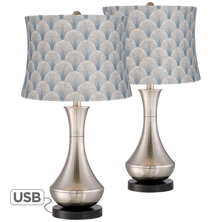 Image 1 Simon USB Table Lamp with Boden Shade Set of 2