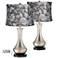 Simon USB Table Lamp with Silver Floral Shade Set of 2