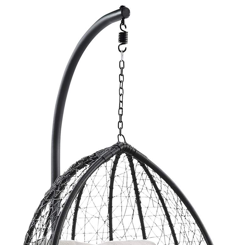 Image 3 Simona Beige Fabric and Black Wicker Patio Swing Chair with Stand more views
