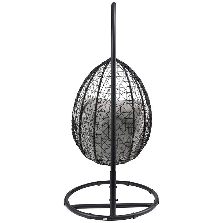 Image 5 Simona Beige Fabric and Black Wicker Patio Swing Chair with Stand more views