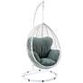 2_Simona Green Fabric and White Wicker Patio Swing Chair with Stand