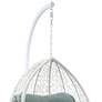 3_Simona Green Fabric and White Wicker Patio Swing Chair with Stand more views