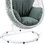 4_Simona Green Fabric and White Wicker Patio Swing Chair with Stand more views