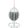 5_Simona Green Fabric and White Wicker Patio Swing Chair with Stand more views