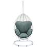 6_Simona Green Fabric and White Wicker Patio Swing Chair with Stand more views