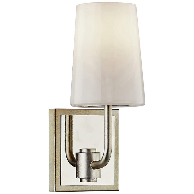 Image 1 Simone 11 1/4 inchH Silver Leaf and Polished Nickel Wall Sconce