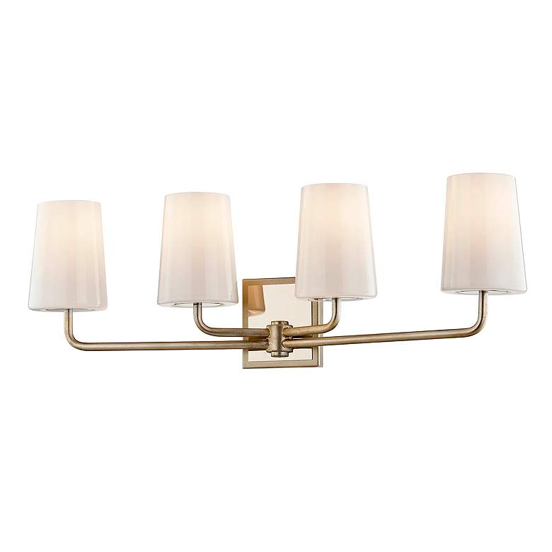 Image 2 Simone 28 1/2"W Silver Leaf and Nickel 4-Light Bath Light more views