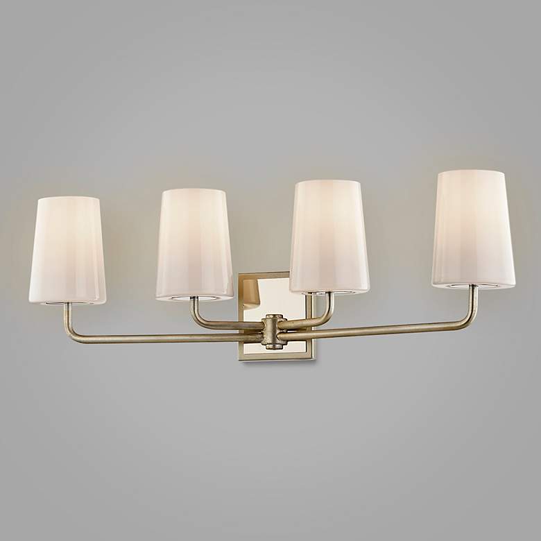 Image 3 Simone 28 1/2"W Silver Leaf and Nickel 4-Light Bath Light more views