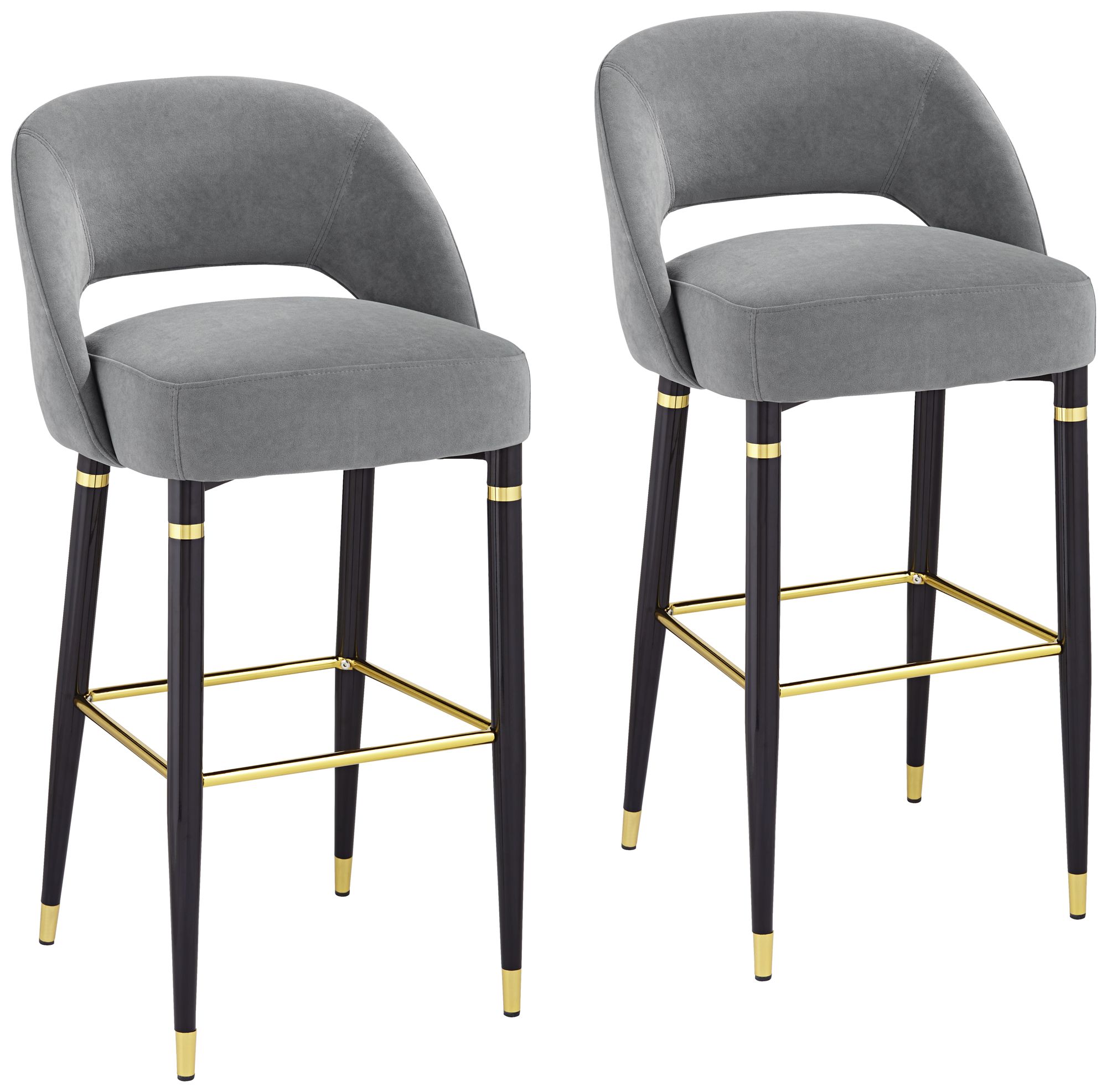 Image 3 Simone 31 1/2" Dark Gray Velvet Bar Stools Set of 2