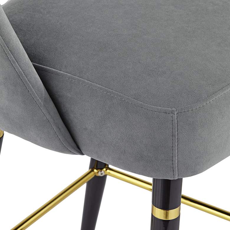 Image 6 Simone 31 1/2" High Gray Velvet and Black Barstool more views