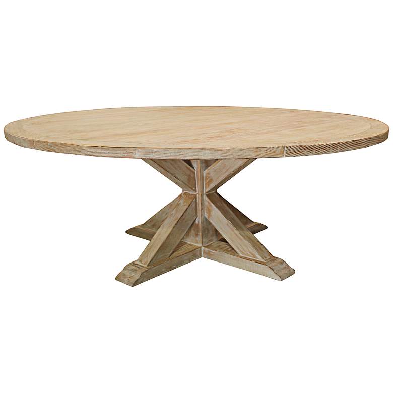 Simone 72&quot; Round White Recycled Wood Dining Table