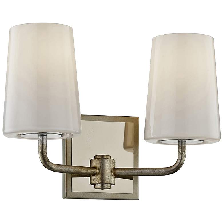 Image 1 Simone 9 1/2"H Silver Leaf and Nickel 2-Light Wall Sconce