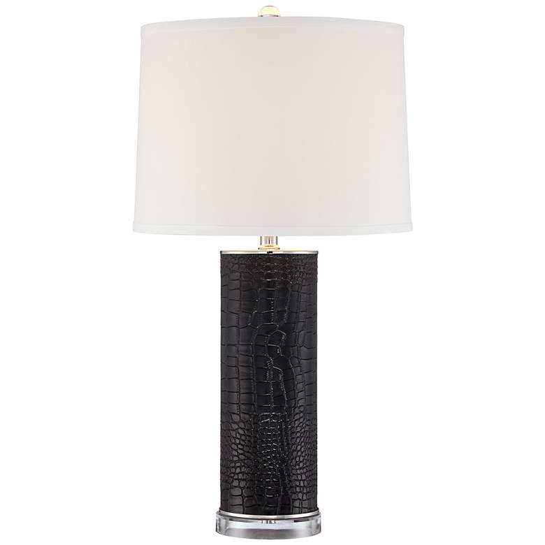 Image 1 Simone Black Faux Croc Table Lamp