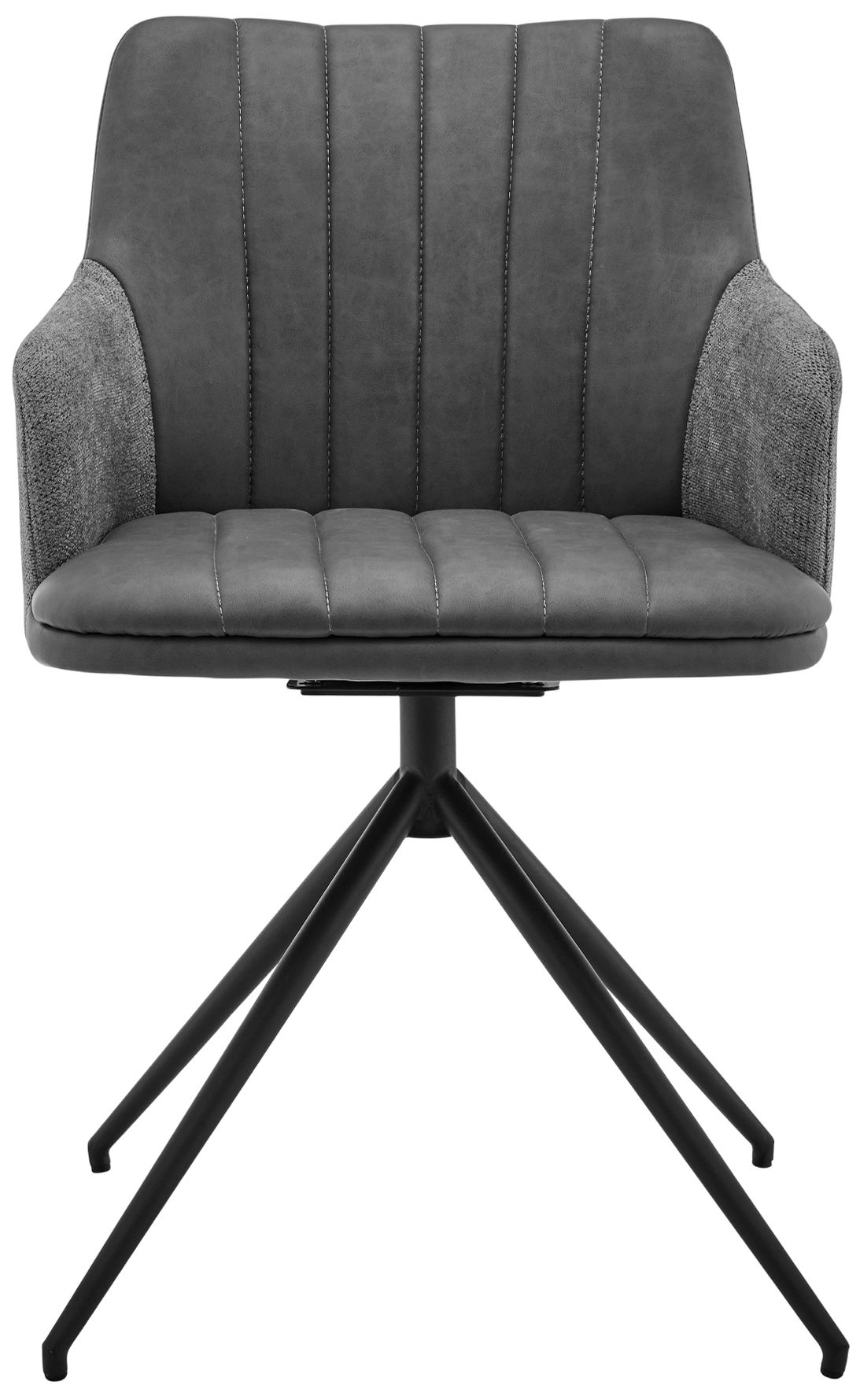 Image 2 Simone Set of 2 Dining Chairs in Gray Faux Leather, Fabric and Metal more views