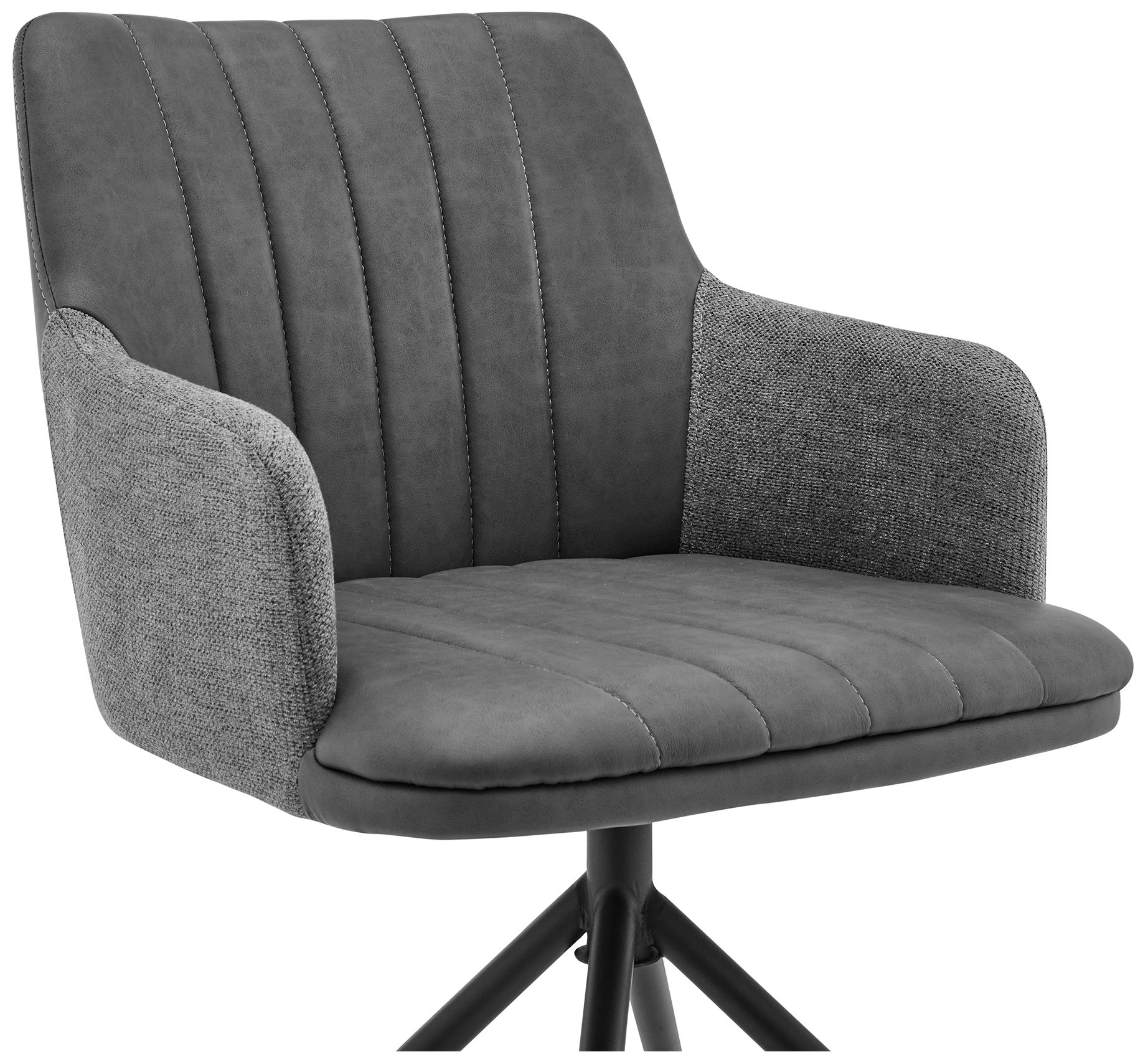 Image 4 Simone Set of 2 Dining Chairs in Gray Faux Leather, Fabric and Metal more views