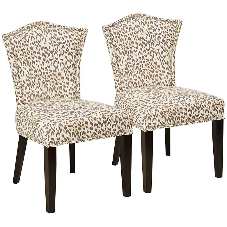 Image 1 Simone Taupe Cheetah Dining Chair Set of 2