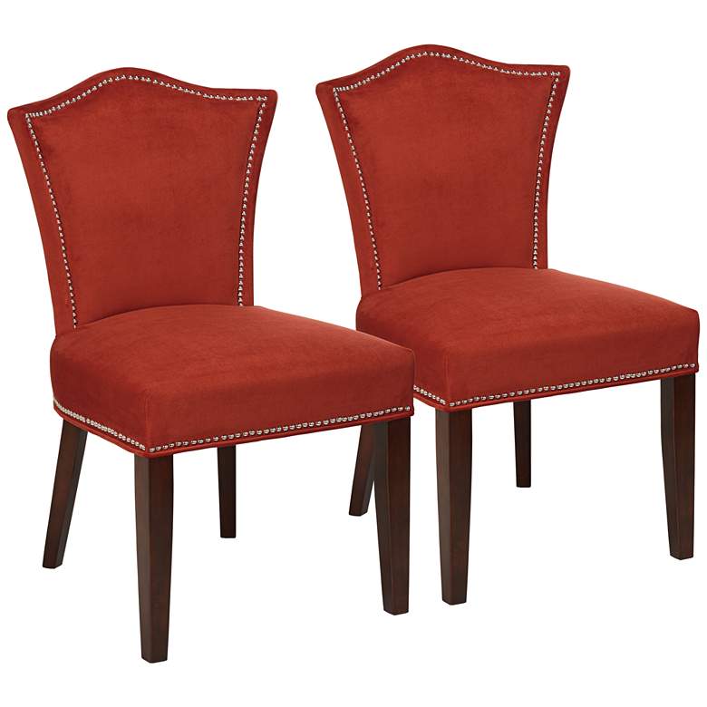 Image 1 Simone Terra Red Velvet Dining Chair Set of 2