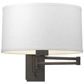 Image1 of Simple 11" High Natural Iron Swing Arm Sconce With Natural Anna Shade