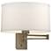 Simple 11" High Soft Gold Swing Arm Sconce With Flax Shade
