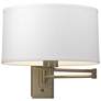 Simple 11" High Soft Gold Swing Arm Sconce With Natural Anna Shade