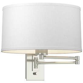 Image1 of Simple 11" High Sterling Swing Arm Sconce With Natural Anna Shade