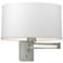 Simple 11"H Vintage Platinum Swing Arm Sconce With Natural Anna Shade