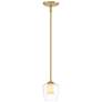 Simple 5" Wide Modern Brass Mini-Pendant With Opal and Clear Glass Sha