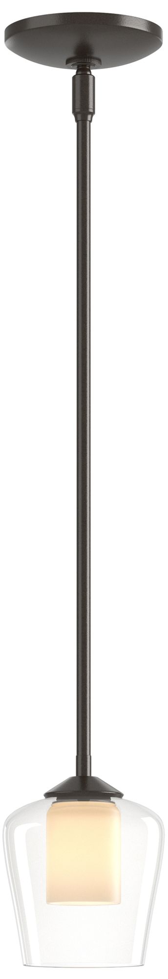Simple 5"W Oil Rubbed Bronze Mini-Pendant w/Opal &amp; Glass Sh Made t