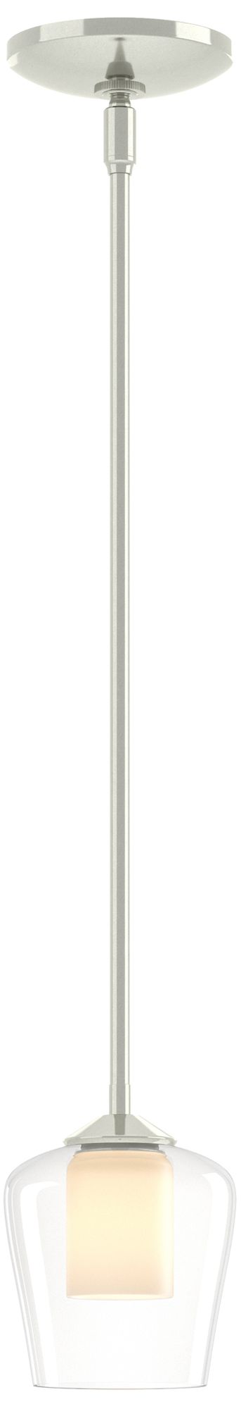 Simple 5"W Sterling Mini-Pendant With Opal and Clear Glass Made to Ord