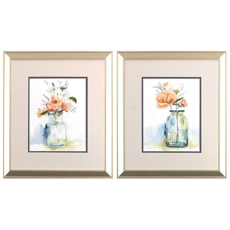 Image 1 Simple Blossoms 15"W x 17"H Framed Art Set of 2