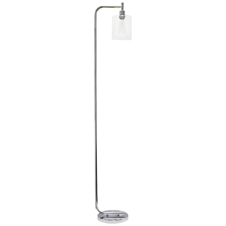 Image 2 Simple Design 67" Chrome Iron and Glass Lantern Floor Lamp