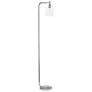 2_Simple Design 67" Chrome Iron and Glass Lantern Floor Lamp