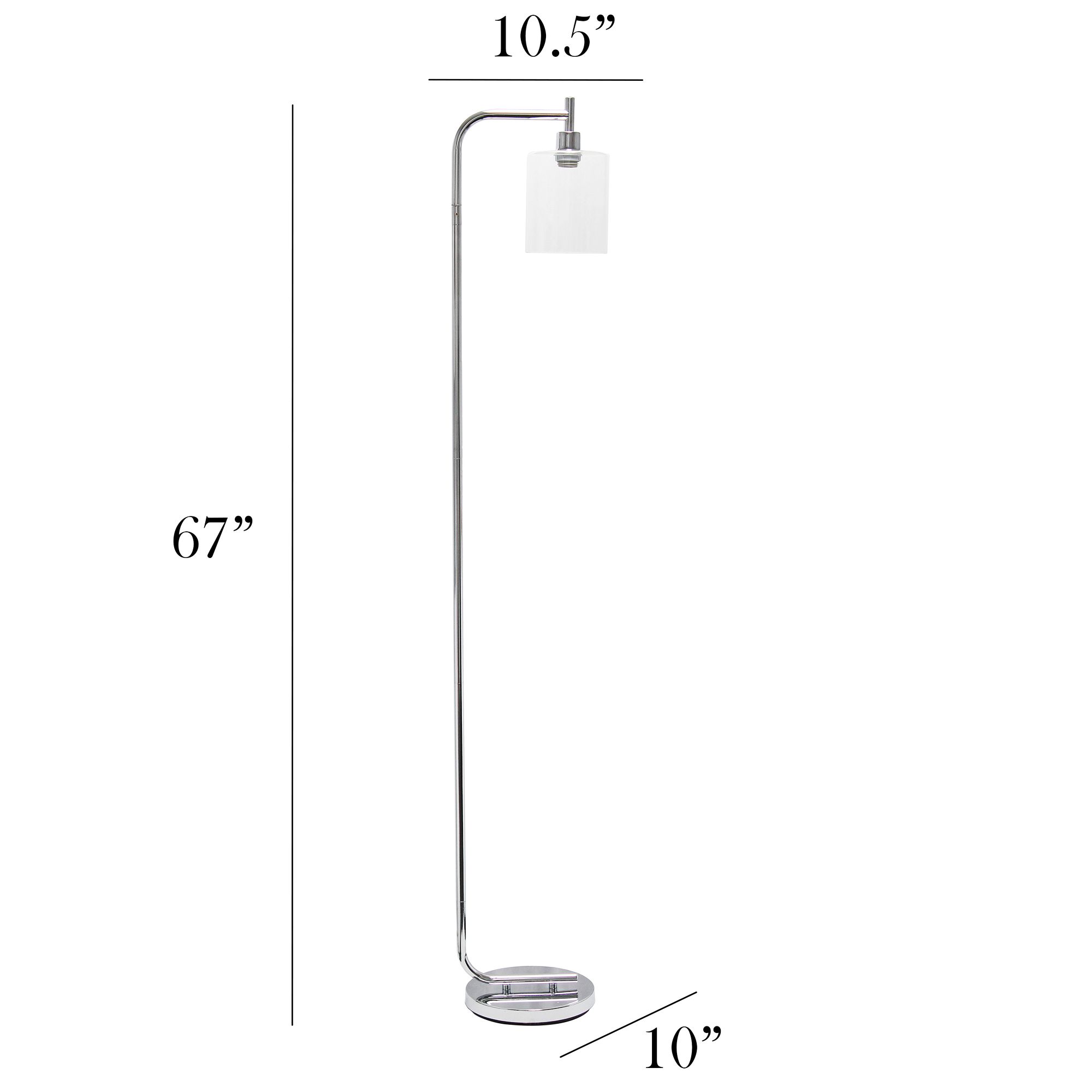 Simple Design 67" Chrome Iron and Glass Lantern Floor Lamp