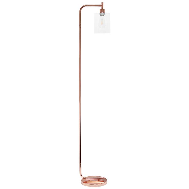 Image 2 Simple Design 67 inch Rose Gold Iron and Glass Lantern Floor Lamp