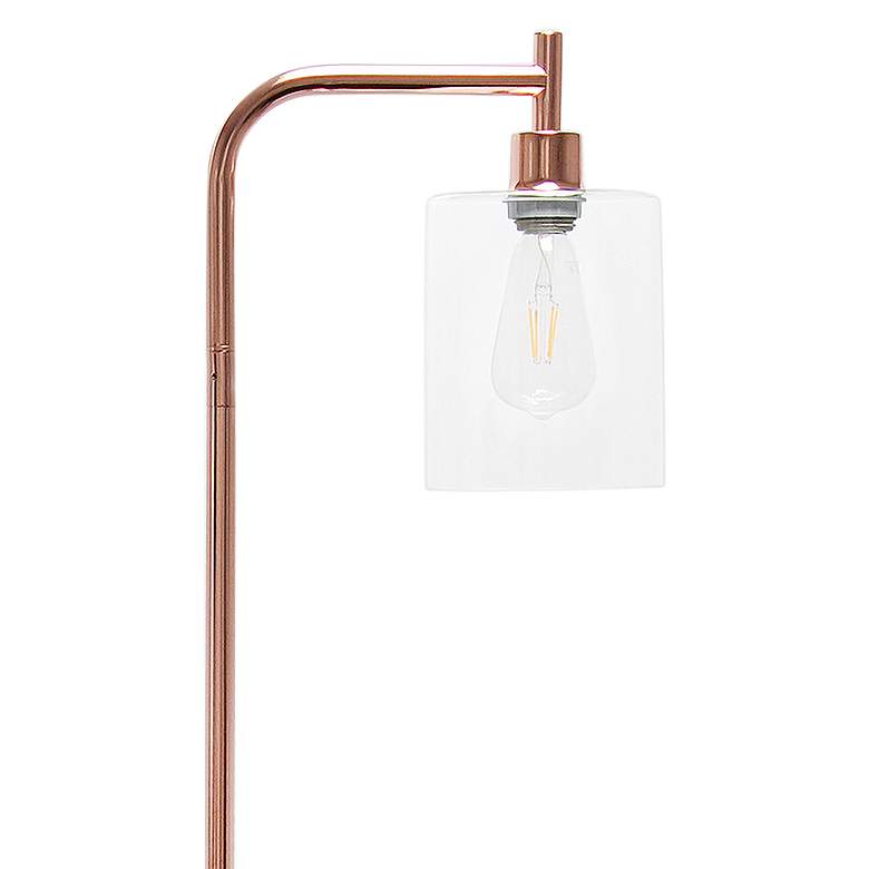 Image 3 Simple Design 67" Rose Gold Iron and Glass Lantern Floor Lamp more views