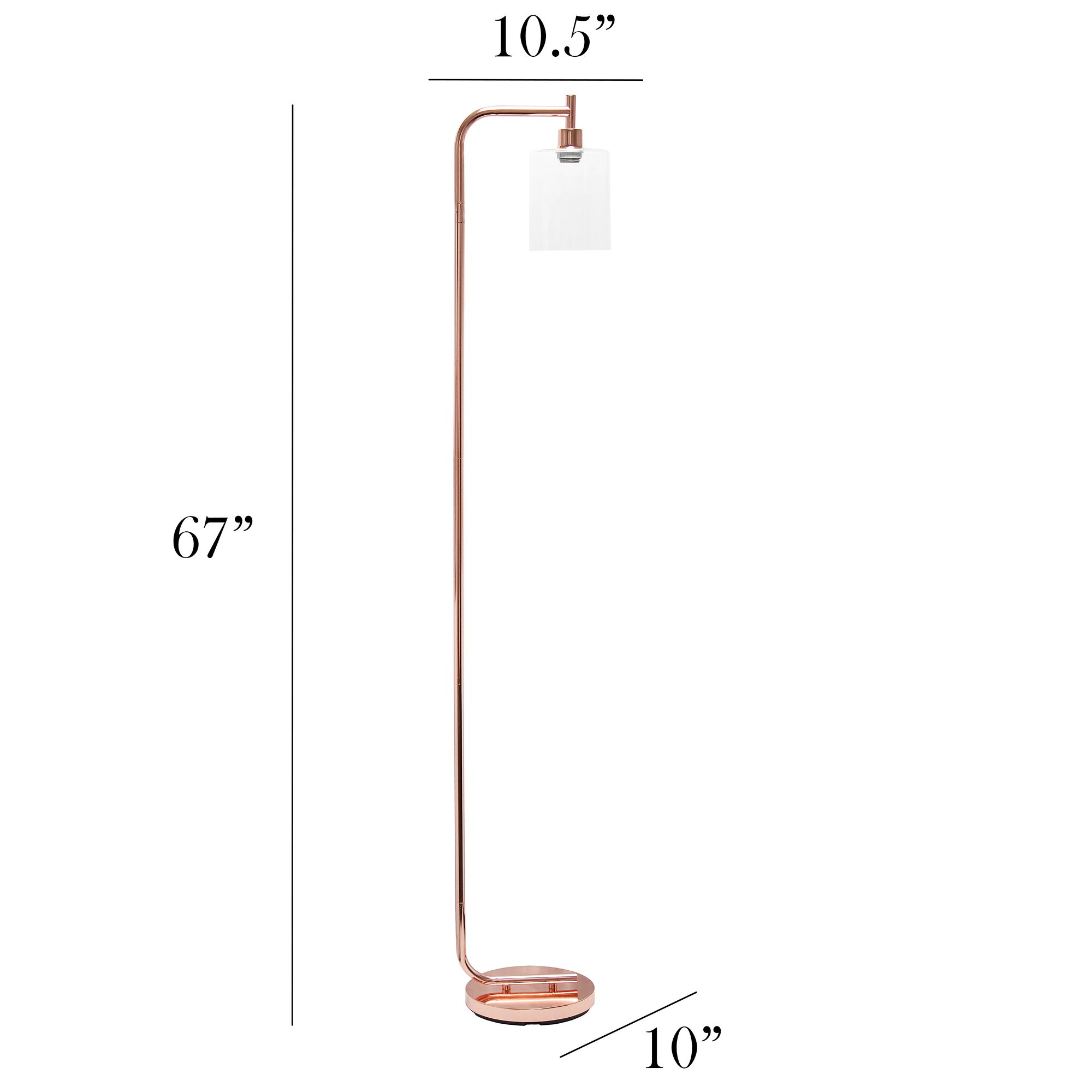 Simple Design 67" Rose Gold Iron and Glass Lantern Floor Lamp