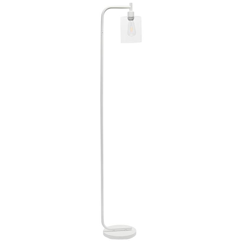 Image 2 Simple Design 67" White Iron and Glass Lantern Floor Lamp